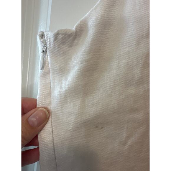 Anthropologie NWT Linen Square Neck Button Wrap Midi Dress Ivory XL - Picture 7 of 10